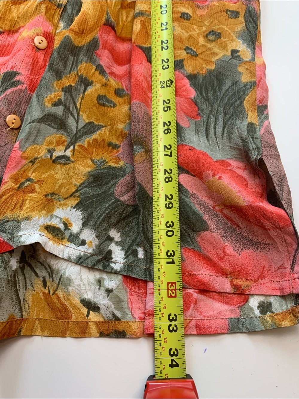 Vintage Rare Mango Bright Floral Top or Dress in Mustard w Coral & Green - Picture 14 of 17
